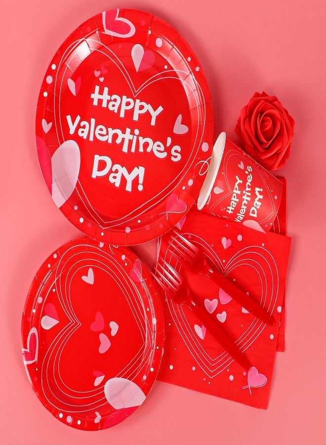 Atonofun Valentines Day Party Supplies, Valentines Day Plates and Napkins Set, Disposable Valentines Plates, Cups, Napkins and Forks for Valentine's Day, Engagements, Anniversary Party Serves 24 - Image 3